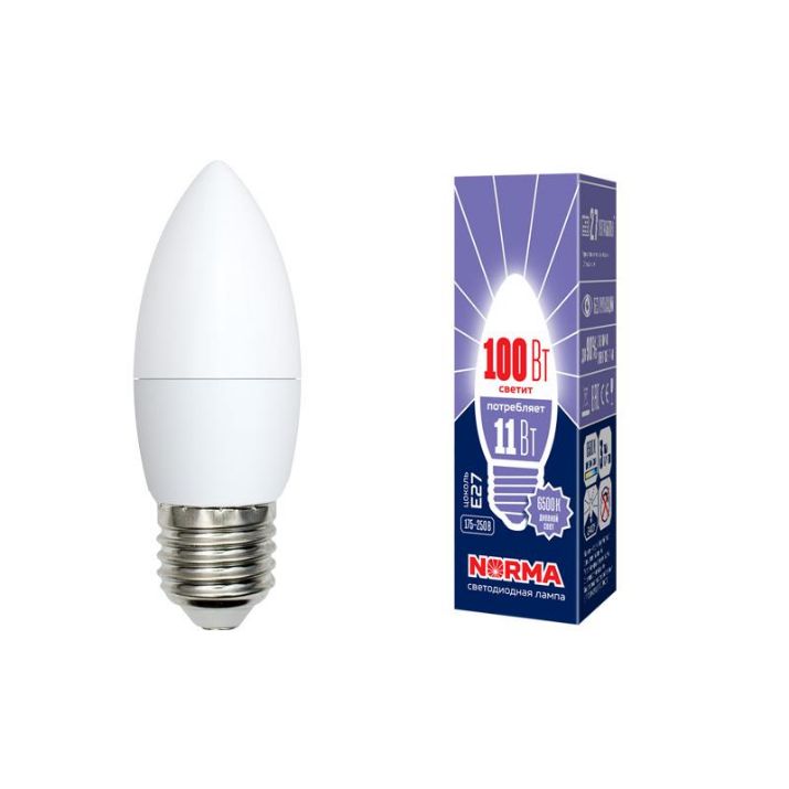 Изображение Лампа светодиодная LED-C37-11W/DW/E27/FR/NR Norma 11Вт матовая E27 (упак. картон) Volpe UL-00003813