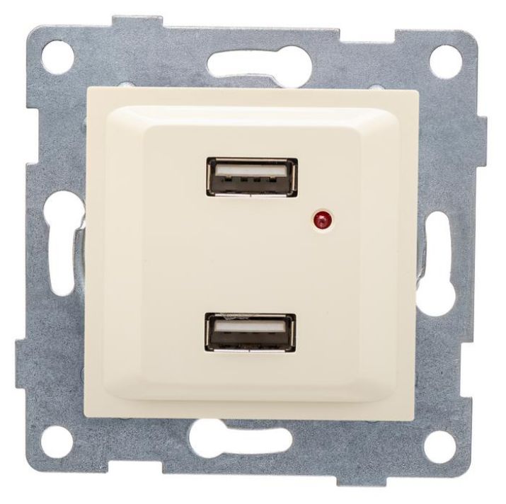 Изображение Розетка USB 2-м СП Ugra механизм беж. GUSI С11USB2-003