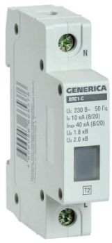 Изображение Ограничитель перенапряжения ОПС1-C 1Р 10/40кА 230В GENERICA MOP20-1-C-G