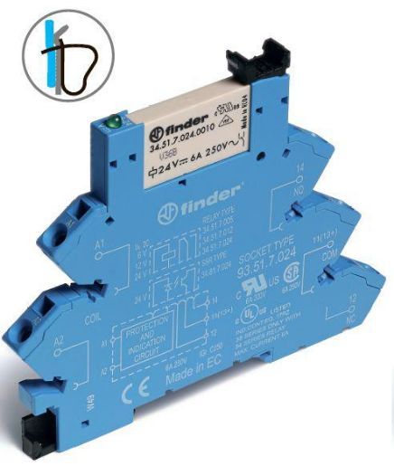 Изображение Модуль интерфейсный электромеханич. реле 1CO 6А AgNi 230-240В AC/DC подавление утечки тока IP20 безвин. клеммы (пружинный зажим) FINDER 386132400060