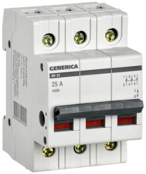 Изображение Выключатель нагрузки (мини-рубильник) 3п ВН-32 25А GENERICA MNV15-3-025