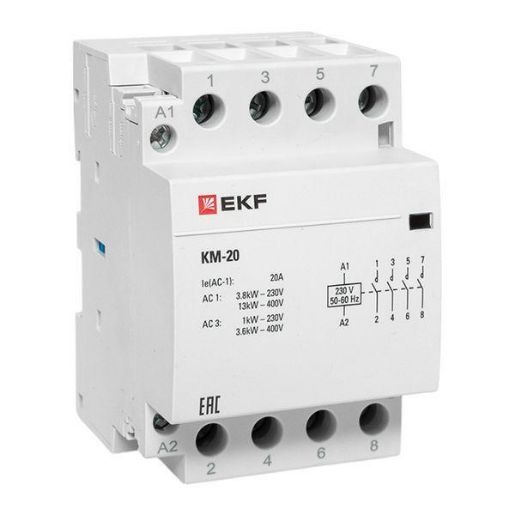 Изображение Контактор модульный КМ 20А 4NО (3 мод.) EKF km-3-20-40