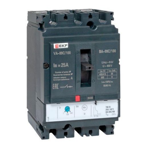 Изображение Выключатель автоматический 3п 100/25А 36кА ВА-99C Compact NS PROxima EKF mccb99C-100-25