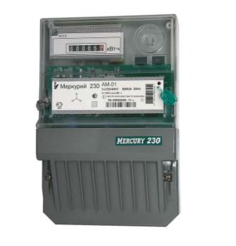 Изображение Счетчик Меркурий 230 AM-01 3ф 5-60А класс точн. 1.0 1 тариф. импульс. вых. на панель мех. ОУ Инкотекс 00000032428