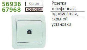 Изображение Розетка телефонная 1-м СП Classic RJ11 (4P4C) бел. POWERMAN 1151421