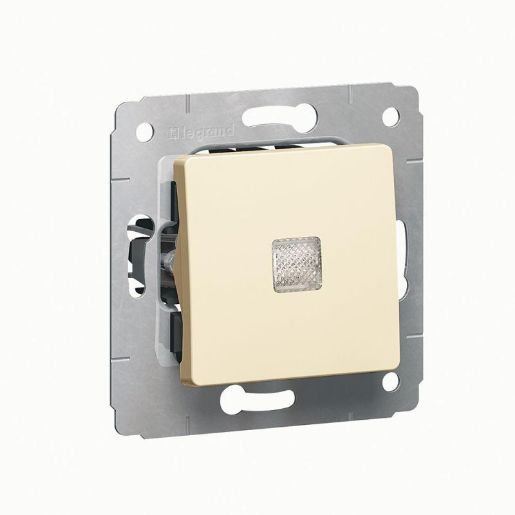 Изображение Переключатель проходной 1-кл. СП Cariva 10А IP20 250В 10AX с подсветкой авт. клеммы механизм сл. кость Leg 773726