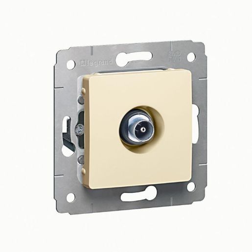 Изображение Розетка телевизионная проходная TV 1-м СП Cariva 14дБ 2150/2400МГц механизм сл. кость Leg 773780