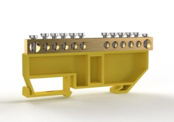 Изображение Шина PE "земля" на DIN-изоляторе 6х9мм 12 отвер. латунь TOKOV ELECTRIC TKE-BCB-69-12-DIN/PE