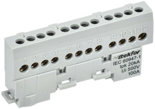 Изображение Шина L "фаза" изол. на универс. держ. 6х9-12-Ср TEKFOR IEK TF-NN10-12-KL-K03
