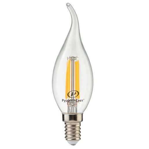 Изображение Лампа светодиодная филаментная RS F BXS E14 7W 220-240V 2700К 7Вт 810лм Ra 90 свеча на ветру Русский Свет 15011045087