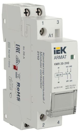 Изображение Контактор модульный KMR 20А 230В AC 2НО ARMAT IEK AR-KMR10-020-20-230