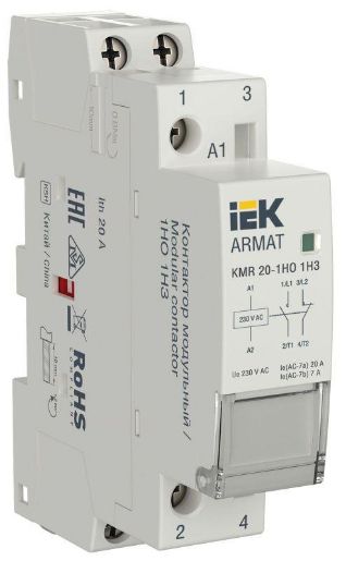Изображение Контактор модульный KMR 20А 230В AC 1НО 1НЗ ARMAT IEK AR-KMR10-020-11-230