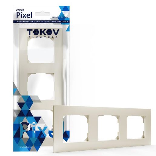 Изображение Рамка 3-м Pixel универс. беж. TOKOV ELECTRIC TKE-PX-RM3-C02