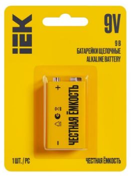 Изображение Элемент питания алкалиновый "крона" 6LR61 9В Alkaline (блист.1шт) IEK ABT-6LR619V-OP-L01