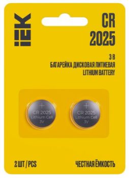 Изображение Элемент питания дисковый литиевый CR2025 (блист.2шт) IEK ABT-CR2025-OP-L02