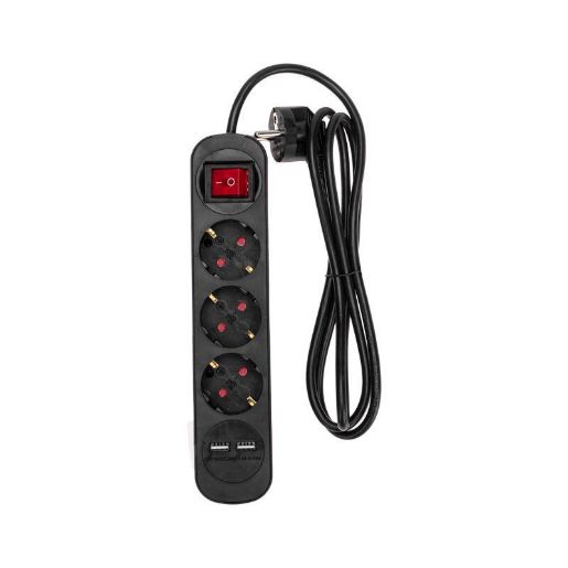 Изображение Удлинитель 3х1.5м с заземл. STANDARD 2хUSB 3х1кв.мм с выкл. черн. Rexant 13-4021