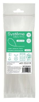 Изображение Стяжка кабельная 200х4.8 бел. (уп.100шт) SE IMT20048W