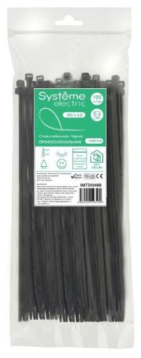 Изображение Стяжка кабельная 300х4.8 черн. (уп.100шт) SE IMT30048B