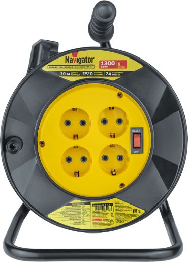 Изображение Удлинитель на катушке 4х30м с заземл. 93 906 NPE-R-04-30-E-3х0.75 NAVIGATOR 93906