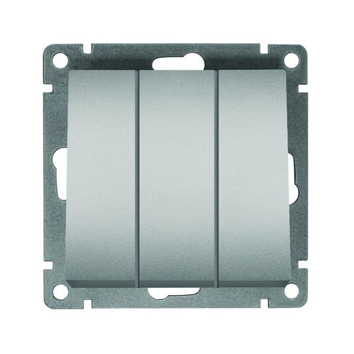 Изображение Выключатель 3-кл. СП Афина 10А IP20 механизм серебр. Universal A0043-S
