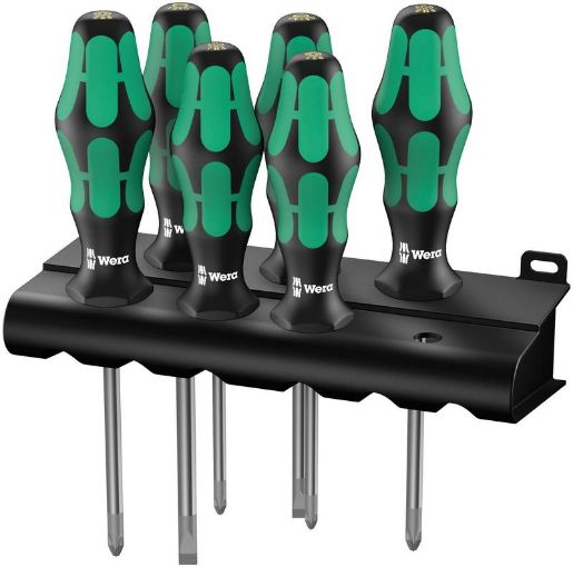 Изображение Набор отверток 335/350/355/6 Kraftform Plus Lasertip 6 предметов (PH 1х80/2х100; PZ 1х80/2х100; SL 0.8х4.0х100/1.0х5.5х125) Wera WE-105622