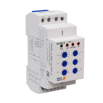 Изображение Реле контроля фаз OptiRel D PHS-3-2M-10-PP-2 универсальное 3Ф 2СО КЭАЗ 332003