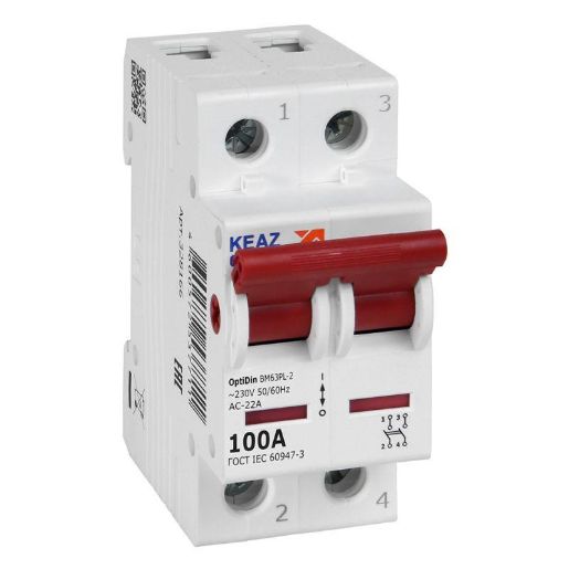 Изображение Выключатель нагрузки модульный OptiDin BM63PL-2100-УХЛ3 (ВМ63PL) КЭАЗ 328166