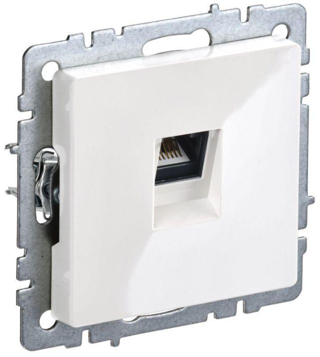 Изображение Розетка компьютерная СП RJ45 кат.6 BRITE РК11-БрБ механизм бел. IEK BR-K10-2-K01