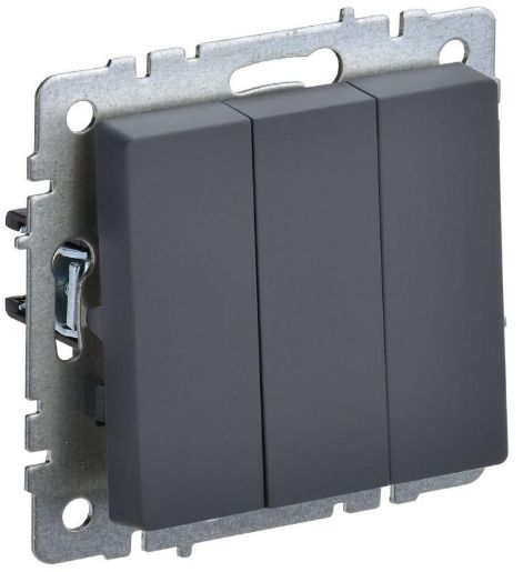 Изображение Выключатель 3-кл. СП BRITE ВС10-3-0-БрГ 10А механизм графит IEK BR-V30-0-10-K53