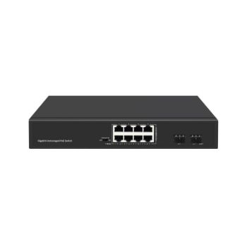 Изображение Коммутатор неуправляемый 8PoE 802.3af/at порта 1000Мбит/с 7-8 порт до 250м cat6 2 SFP порта 1000Мбит/с 120Вт GIGALINK GL-SW-G005-08P