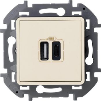 Изображение Устройство зарядное Inspiria с 2-мя USB разьемами A и C 240В / 5В 3000мА сл. кость Leg 673761
