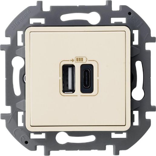 Изображение Устройство зарядное Inspiria с 2-мя USB разьемами A и C 240В / 5В 3000мА сл. кость Leg 673761