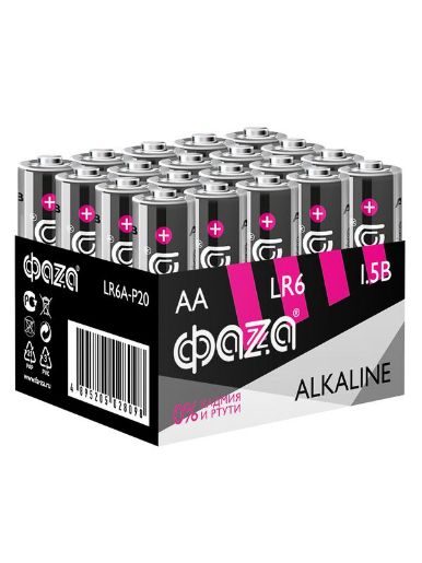 Изображение Элемент питания алкалиновый AA/LR6 1.5В Alkaline Pack-20 (уп.20шт) ФАZА 5028098