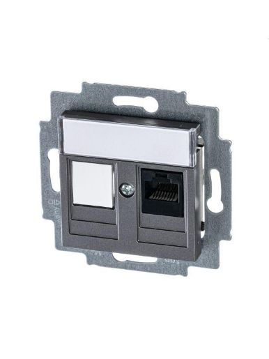 Изображение Розетка компьютерная Levit RJ45 кат.5E с заглушкой сталь ABB 2CHH295117A6069