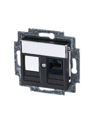 Изображение Розетка компьютерная Levit RJ45 кат.5E с заглушкой антрацит ABB 2CHH295117A6063