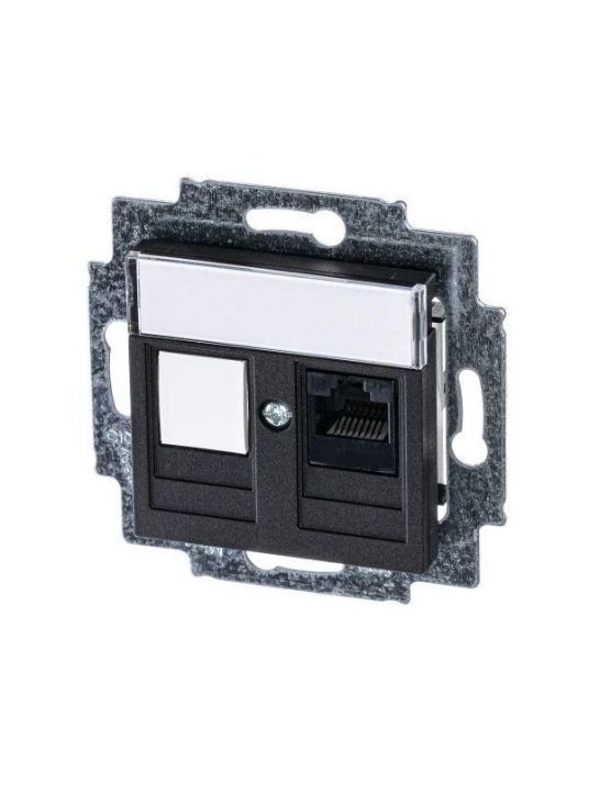 Изображение Розетка компьютерная Levit RJ45 кат.5E с заглушкой антрацит ABB 2CHH295117A6063