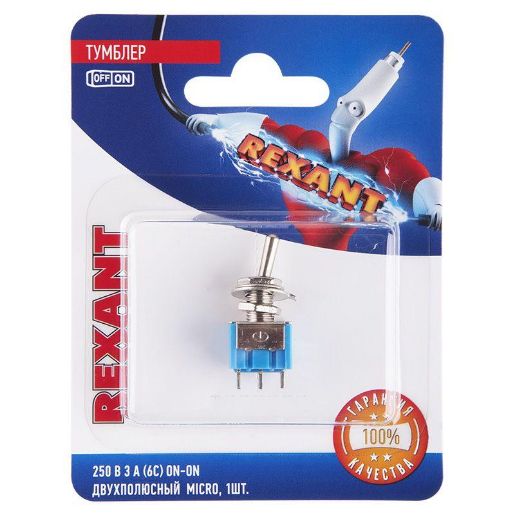 Изображение Тумблер 250В 3А (6c) ON-ON 2п Micro (MTS-202) блист. Rexant 06-0323-A