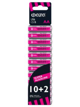 Изображение Элемент питания алкалиновый AA/LR6 1.5В Super Alkaline SBL-10+2 (уп.12шт) ФАZА 2854582