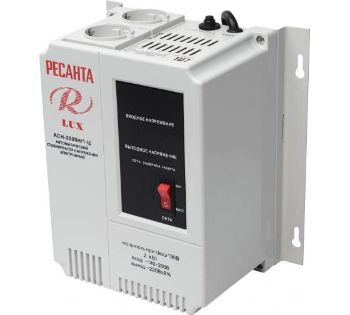 Изображение Стабилизатор напряжения АСН-2000 Н/1-Ц Lux 1ф 2кВт IP20 настен. релейный с двумя розетками Ресанта 63/6/15