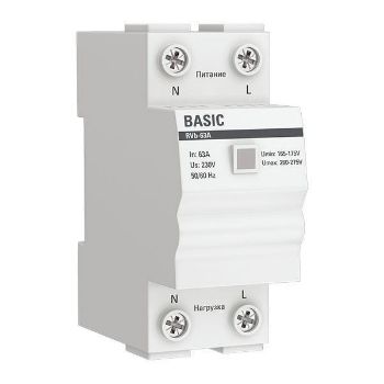 Изображение Реле напряжения RVb-63A (сквозное подкл.) Basic EKF rvb-63a
