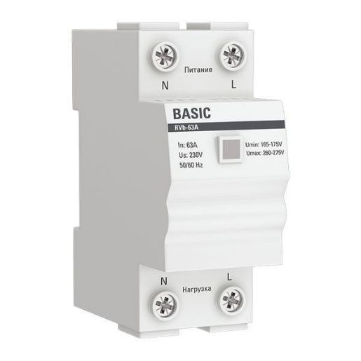 Изображение Реле напряжения RVb-63A (сквозное подкл.) Basic EKF rvb-63a