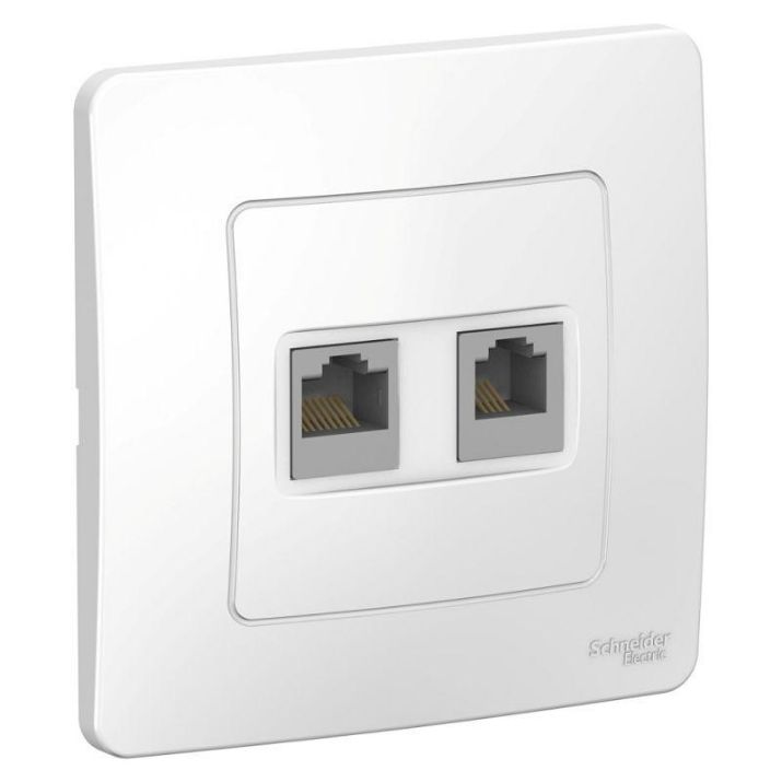 Изображение Розетка компьютерная + телефонная 2-м СП Blanca RJ45 кат.5E + RJ11 бел. SE BLNIS045111
