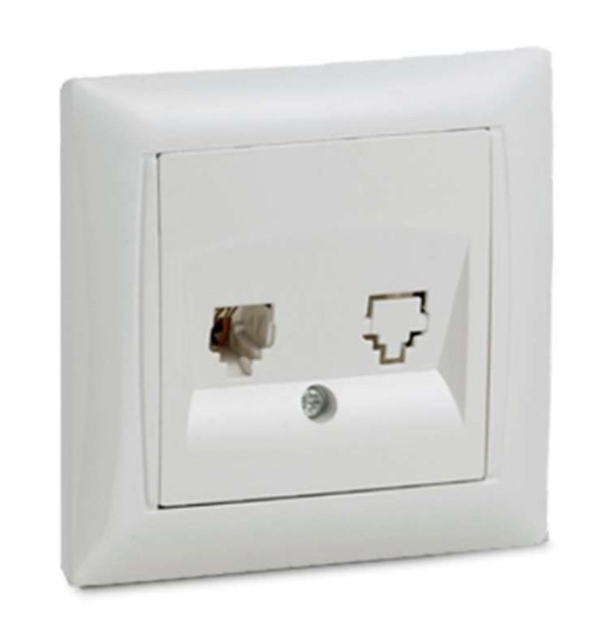 Изображение Розетка телефонная 1-м СП Valenzo 6034 16А IP20 бел. ASD / IN HOME 4690612006420