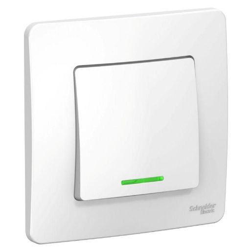 Изображение Переключатель проходной 1-кл. СП Blanca 10А IP20 (сх. 6) 250В с подсветкой бел. SE BLNVS010611