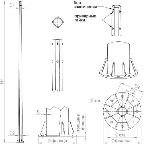 Изображение Комплект крепежа для ОСф/ОГСф-0;4 (болт М20х160 кл. пр. 8.8 - 8шт; гайка М20 - 32 шт; шайба М20 - 32шт; гровер С20 - 8шт) Пересвет В00005081