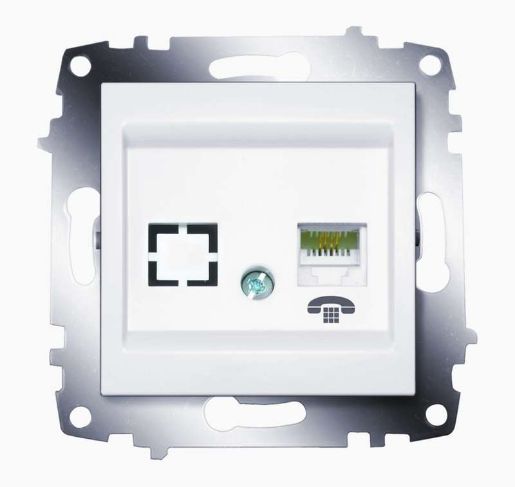Изображение Розетка телефонная 1-м Cosmo RJ11 + гнездо механизм бел. ABB 619-010200-221