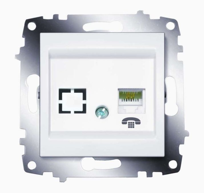 Изображение Розетка телефонная 1-м Cosmo RJ11 + гнездо механизм бел. ABB 619-010200-221