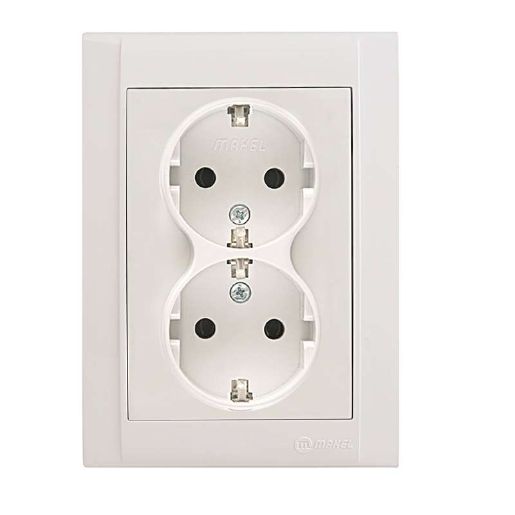 Изображение Розетка 2-м СП Defne 16А IP20 с заземл. бел. Makel 42001057