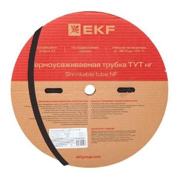 Изображение Трубка термоусадочная ТУТ нг 20/10 черн. (уп.100м) EKF tut-20-b