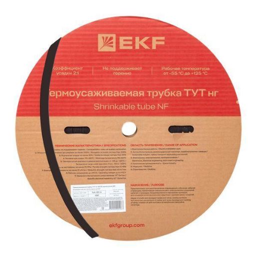 Изображение Трубка термоусадочная ТУТ нг 20/10 черн. (уп.100м) EKF tut-20-b
